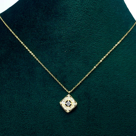 Radiant Diamond Charm Necklace