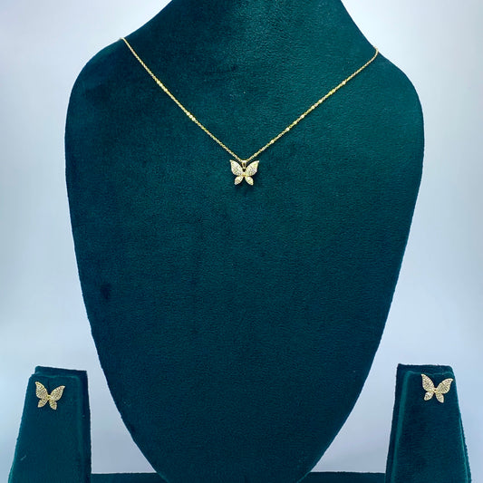 Golden Butterfly Elegance Necklace & Earring Set