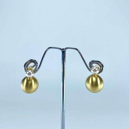 Golden Grace Dual Pearl Earrings